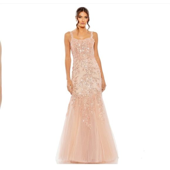 Mac Duggal Corset Detailed Embellished Gown Pink Prom Dress 20559 Size 2 NEW - Picture 1 of 9